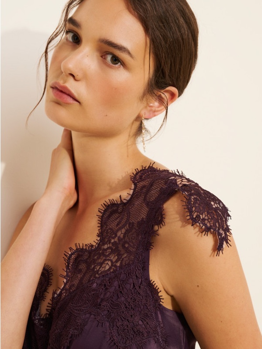 BHLDN Plum Lace-Trim Midi Dress - Picture 4 of 10